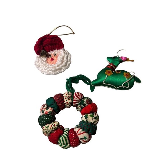 Handmade Fabric Christmas Ornaments ( Set Of Three) - Picture 3 of 6